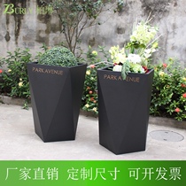 Commercial Street Display Stainless Steel Flower Case LOGO Sand Black Planting Box V Shape Combined Hotel Florator Outdoor