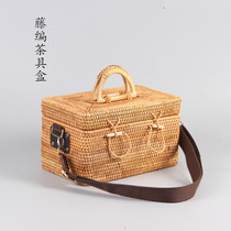 Sub-g tea set containing box Rattan portable box Hand back travel Japanese style tea set Zero matching Multi-functional finishing box