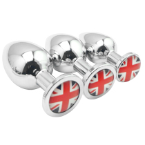 3PCs stainless steel chrysanthemum British flag passion anal plug after three sets UK anal butt plug plug plug
