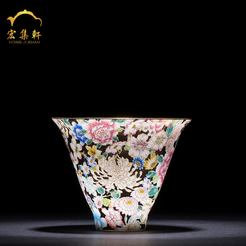 The Master sample tea cup kung fu tea cup single cup of jingdezhen ceramics paint flower is golden cup cup small thin porcelain cups