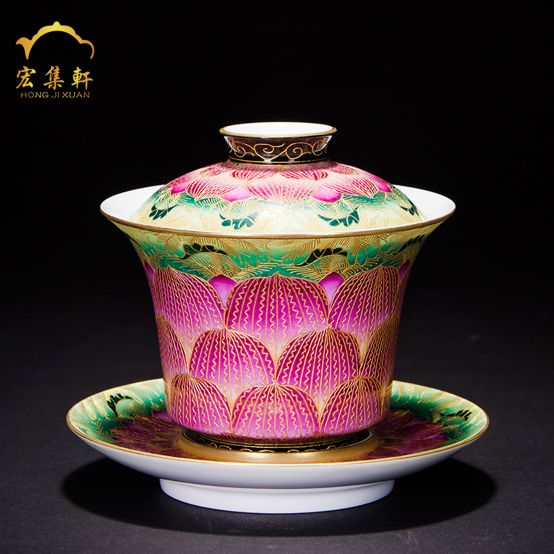 To use tea tureen large cups of jingdezhen ceramic checking tea set wire inlay enamel see lotus three bowls