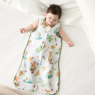 taoqibaby婴儿睡袋背心无袖式夏季宝宝薄款纱布儿童防踢被子神器