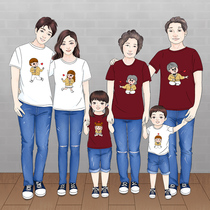 Three generations of family portrait Parent-child dress A family of five and six summer t-shirts grandparents and grandparents family dress summer