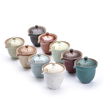 Japanese-style hand-grabbing pot large cap bowl tea cup anti-hot tea maker coarse pottery quick Cup hand-grab bowl ceramic