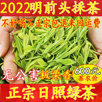2022 Rizhao green tea new tea wild open-air spring head picking special-grade Mingqian chestnut fragrance land handmade bubble-resistant