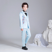 Children's suit suit set Boys' dress three sets of Chinese Korean-printed flower children's suit walk show coat performance spring and autumn