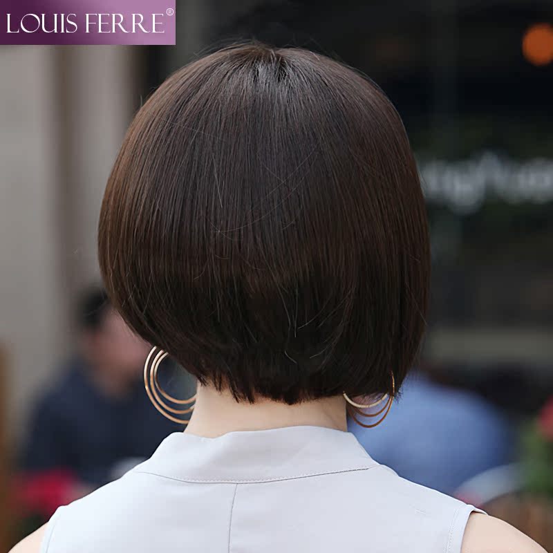 路易 假发女短发 波波头中分 时尚沙宣 逼真大偏分假发