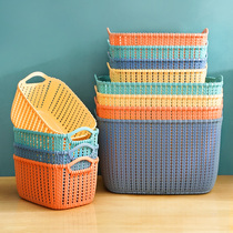 Imitation rattan fruit basket rattan bread basket kitchen fruit and vegetable storage basket plastic rectangular fruit basket with handle