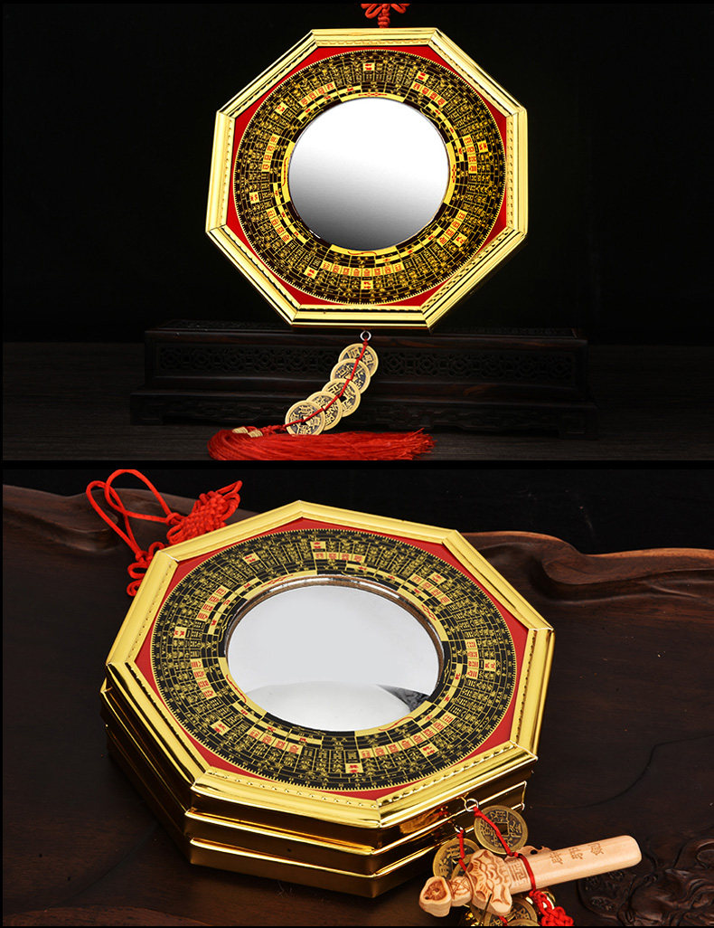 八卦镜家用门口镇宅凸镜挡煞凹镜吸招财凸面镜子辟邪挂件风水摆件_猫