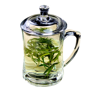 无铅耐热玻璃杯带盖加厚泡茶水杯带把茶杯家用办公杯子可定制LOGO