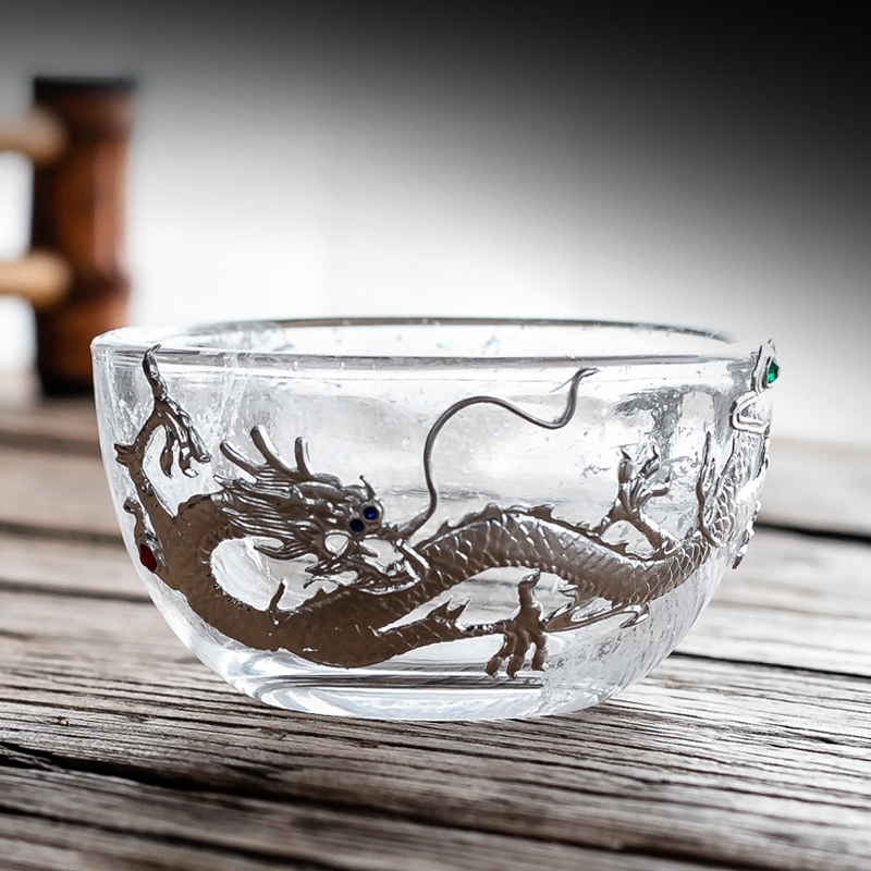 Silver coloured glaze sample tea cup white jade porcelain teacup single small tea masters cup heat - resistant glass cup lamp that kung fu tea set