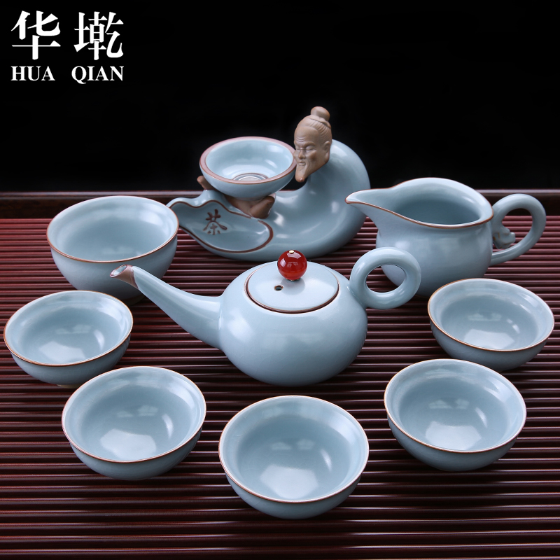 China Qian your up tea set a complete set of creative open a piece of ice to crack the ceramic teapot teacup your porcelain kung fu tea taking