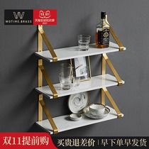 Nordic brass wall shelf partition wall hanging flat partition partition TV background wall decoration shelf living room kitchen