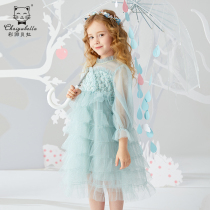 Girls dress 2021 autumn dress new childrens skirt long sleeve princess dress gauze skirt cake skirt foreign style autumn