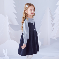 Girl dress 2021 autumn new childrens foreign style skirt Princess knit dress little girl sweater dress spring and autumn