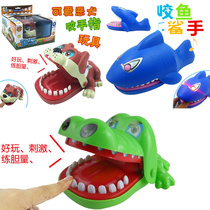 Large tricky hand shark glowing voice bite hand dog whole toy creative new strange party toy