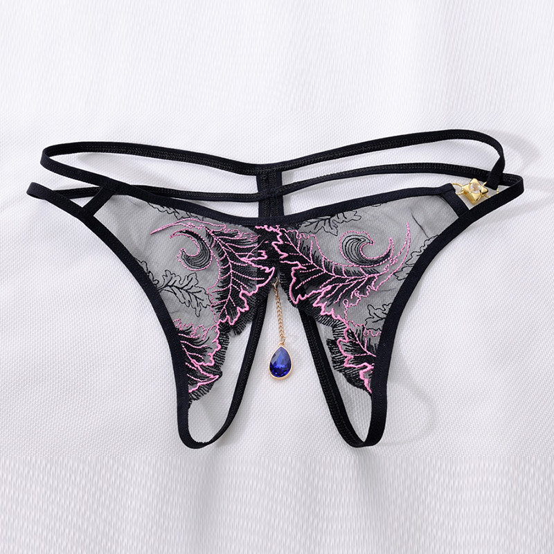开档露毛低腰蕾丝透明性感情趣内裤女火辣极度诱惑成人女士骚