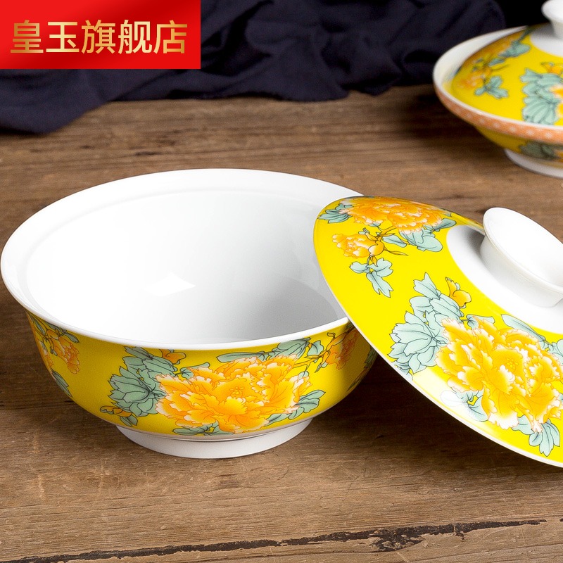 Jingdezhen ceramic blue and white and exquisite with cover plate dishes home soup bowl dishes household tableware porcelain