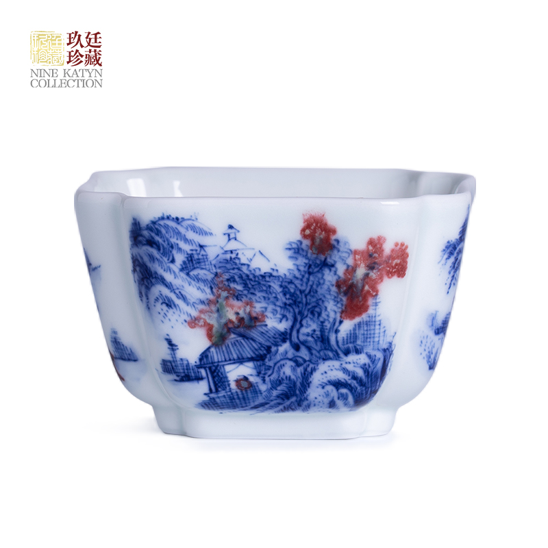 About Nine katyn manual blue - and - white youligong square cup of jingdezhen ceramic kung fu tea set sample tea cup master cup tea cup