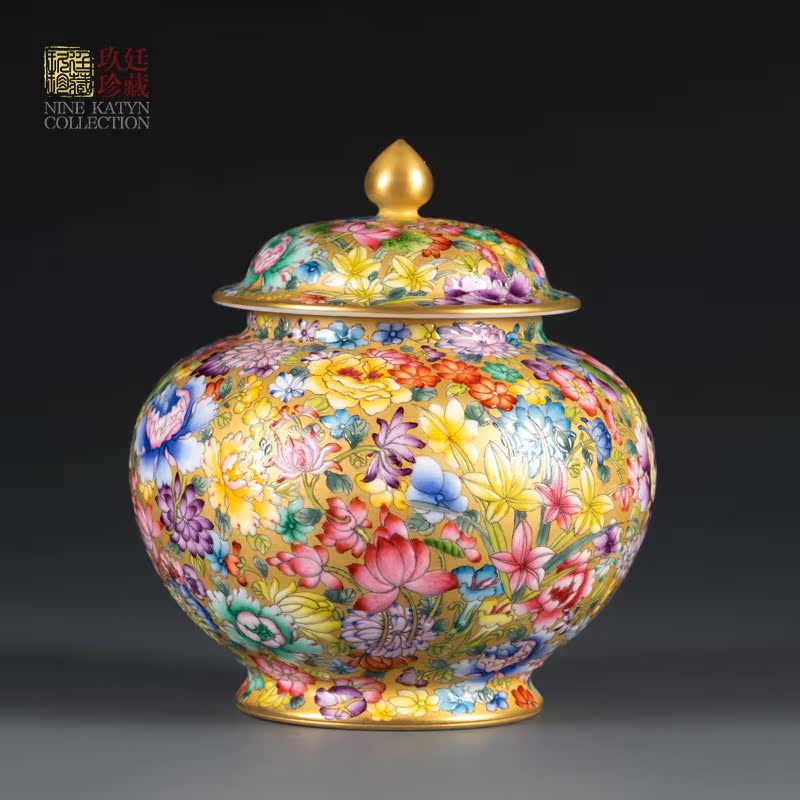 About Nine katyn checking ceramic tea pot hand - made jingdezhen tea accessories colored enamel small POTS flower storage tanks