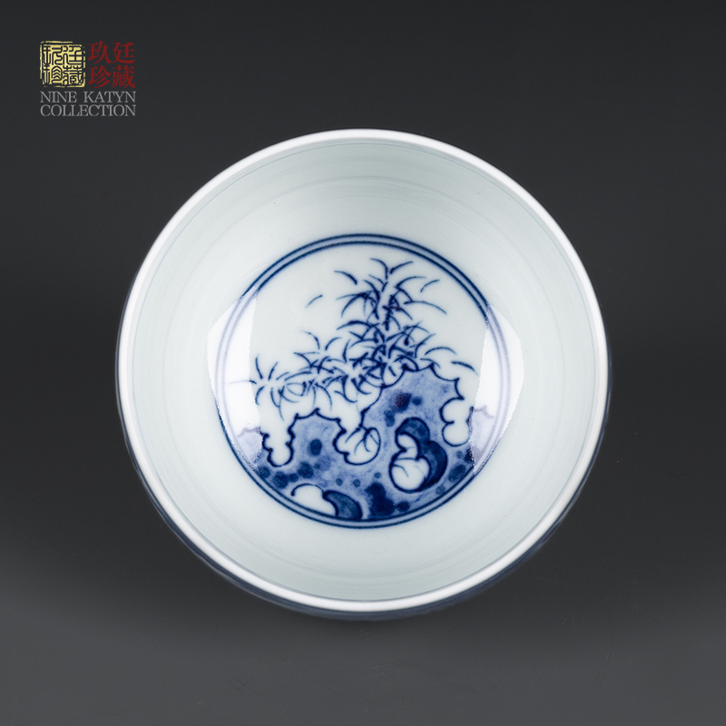 Nine at the antique blue baby play host of jingdezhen ceramics by hand kung fu tea set sample tea cup individual single CPU