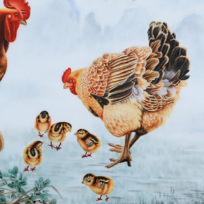Jingdezhen ceramic arts and crafts master Deng Zhi, the teacher for chicken hand - made ceramic porcelain plate auspicious auspicious murals