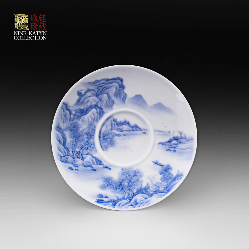 Nine at the jingdezhen ceramic kung fu tea set single tureen pure manual hand - made of blue and white porcelain three small bowl bowl 90 ml