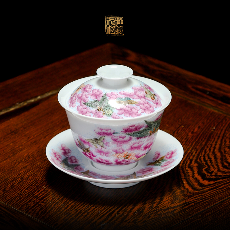 Three to nine katyn manual butterfly tureen tea cups of jingdezhen ceramic tea set small kung fu tea tea tea