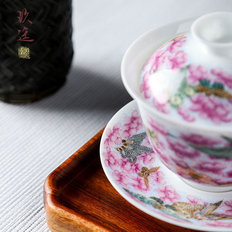 Three to nine katyn manual butterfly tureen tea cups of jingdezhen ceramic tea set small kung fu tea tea tea