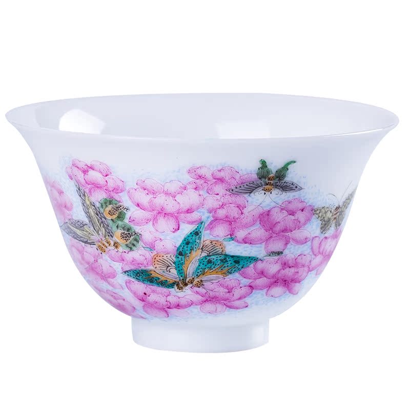 Nine new CaiHuDie katyn jingdezhen ceramic cups master cup single CPU hand - made kung fu tea sample tea cup cup