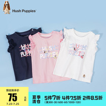 Casual childrens clothing Girls vest 2021 summer new childrens T-shirt cotton edge sleeve childrens baby round neck shirt