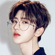Cai Xukun with chain glasses Korean retro Harajuku style flat mirror round frame plain decorative mirror concave modeling trend