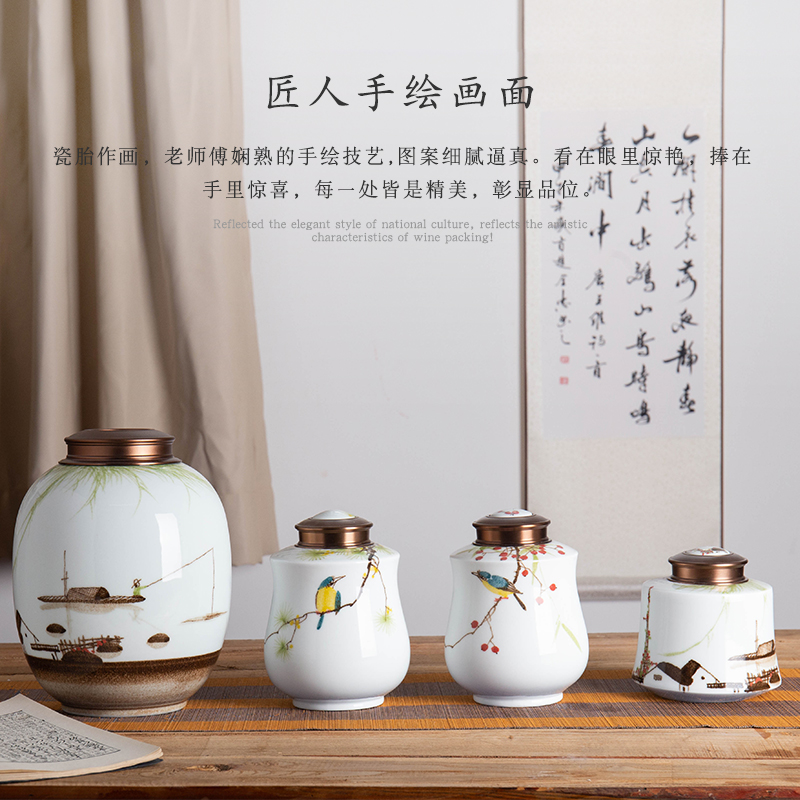 Jingdezhen hand - made ceramic tea pot half jins 1 catty 3 kg to save seal storage tank with pu 'er tea POTS