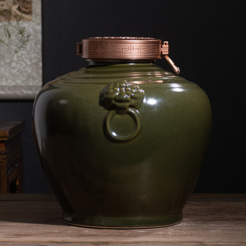 Jingdezhen ceramic wine jars 20 jins put antique bottles household seal at the end of the hip flask tank cylinder tea in it