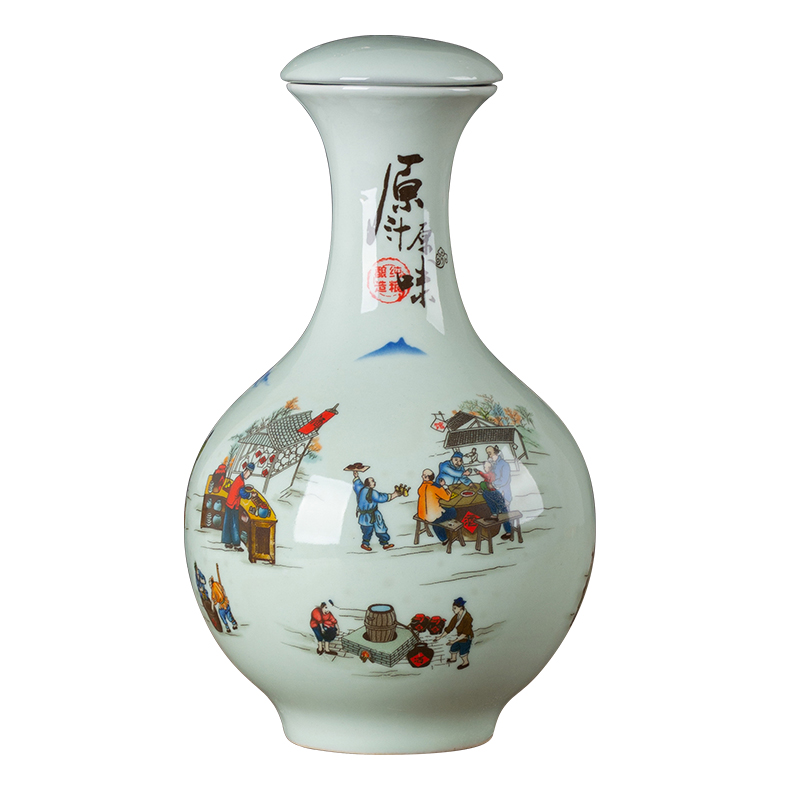 Jingdezhen ceramic bottle is empty bottle with cover household 1 catty 2 jins of three jin of 5 jins of 10 jins SanJiu jars with gift box