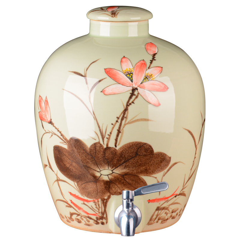 Jingdezhen hand - made ceramic wine jar 10 20 50 pounds to cylinder with leading domestic liquor seal wine altar