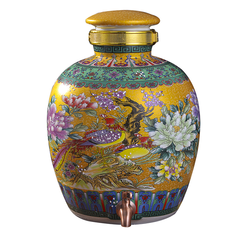 Jingdezhen ceramic seal wine jar it 10 jins 20 jins 50 kg bottle wine mercifully medicine bottle with tap