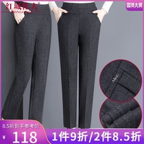 Mom pants loose straight pants Middle-aged people wear spring and autumn and summer thin high-waisted 50-year-old middle-aged womens pants