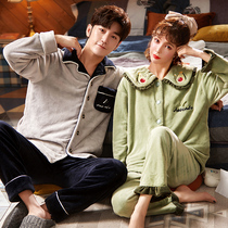 Couple pajamas mens autumn and winter coral velvet thickened plus velvet warm flannel home clothing womens suit