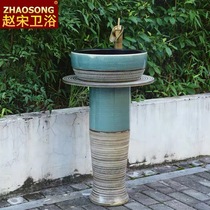 Outdoor wash basin balcony column washbasin household ceramic floor-standing integrated courtyard villa column Basin