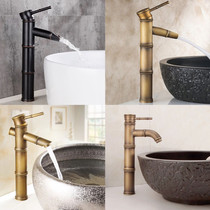 48 hours of delivery in European antique all copper table basin household faucet hot and cold faucet retro old bamboo Festival