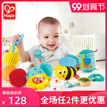 Hape newborn rattle six-piece set 0-1-year-old baby doll baby hand bell toddler tooth plush toy