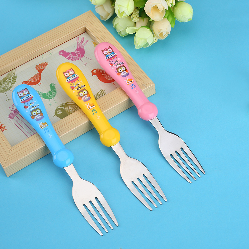 吉意宝宝儿童餐具宝宝防烫不锈钢叉子婴儿饭叉可爱卡通水果叉子