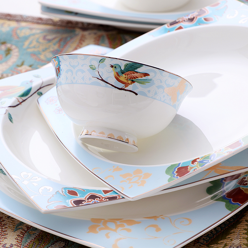 Jingdezhen tableware suit American dishes dishes suit household ceramic bowl European - style ipads porcelain bowl chopsticks plates