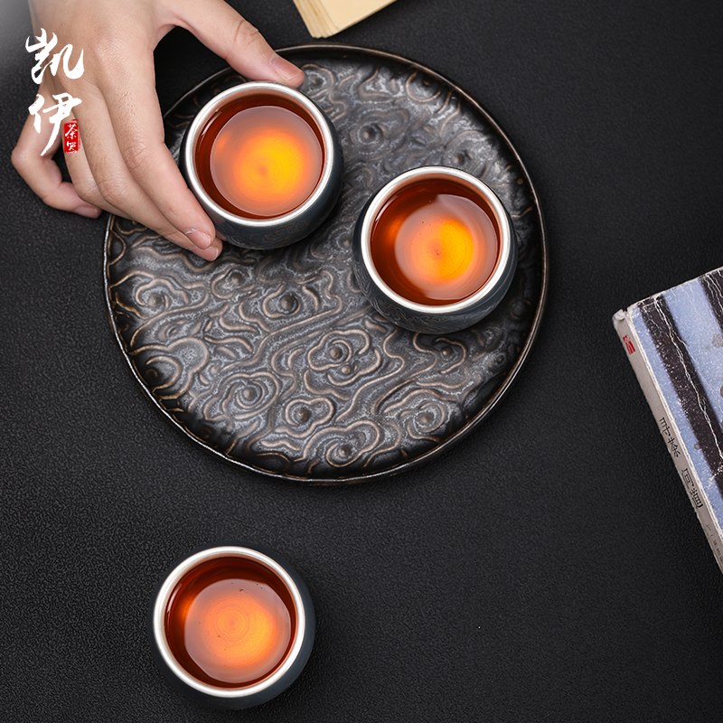 Ji 999 grilled blue glaze flower series coppering. As silver sample tea cup master kung fu tea cups jingdezhen ceramic cup