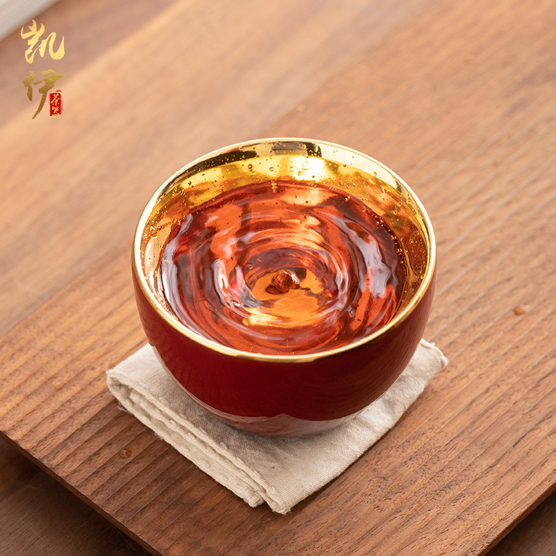 Fine gold gold cup cup cup master cup kung fu tea cups tire iron ceramic sample tea cup jinzhan cup high - grade tea cup