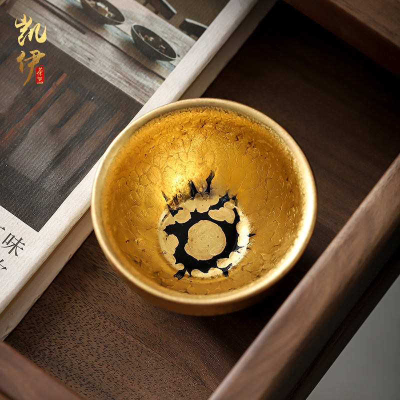 Build light golden cup all hand master cup large iron tire ceramic cups jinzhan sample tea cup gold cup kung fu tea cups