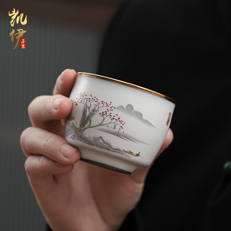 Gold on your up hand - made master kung fu tea cup sample tea cup jingdezhen ceramics snowflakes cup silver cup