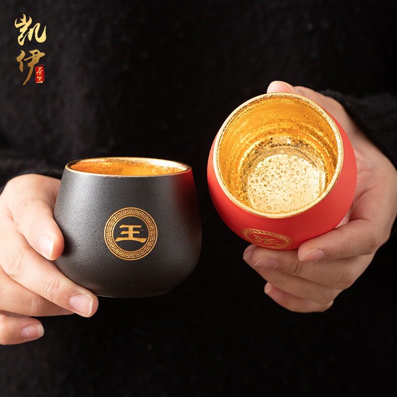 Coarse pottery gold surname cup cup master cup tea sample tea cup jinzhan cup high - grade ceramic cups support custom