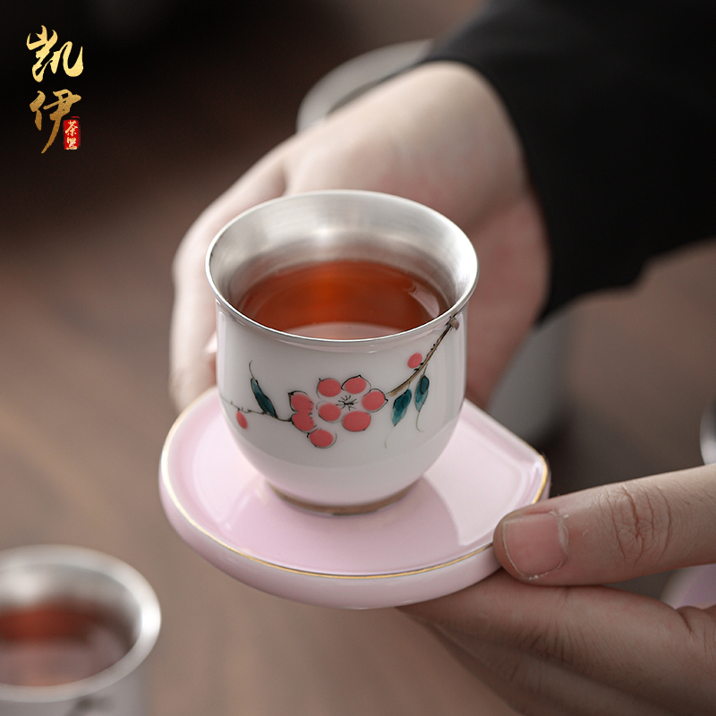 Hand - made xanadu tasted silver gilding kung fu tea sets jingdezhen ceramic tea set silver home office tea tureen